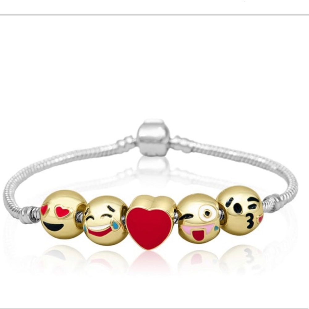 18K Gold Plated Emoji Charm Bracelet
